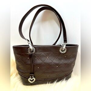 Gift…Brighton Vintage Quilted Studded Leather Tote/Satchel Shoulder Bag